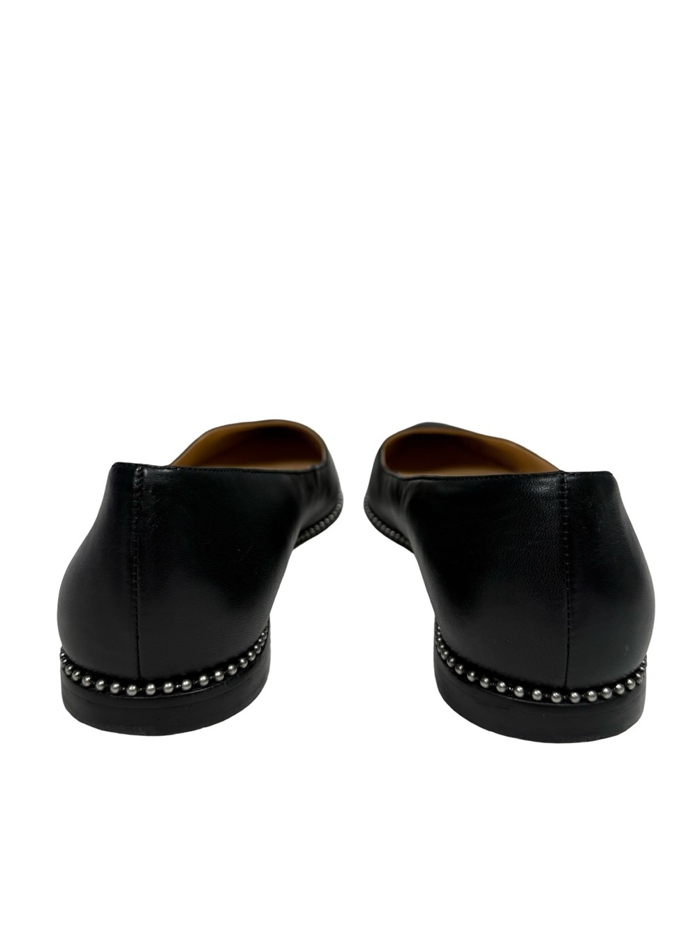 Coach Viviana Beadchain Women 6.5 Black Leather Pointed Toe Skimmer Ballet Flats - Picture 3 of 14